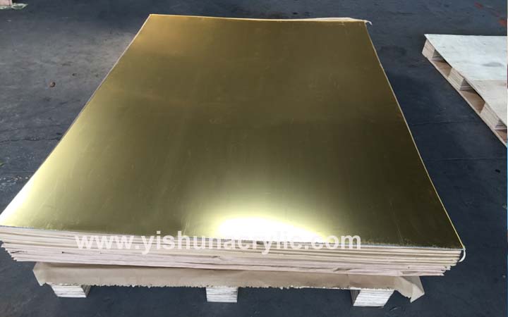 Light Gold Plexiglass Mirror Cast Acrylic Plastic Sheets 1220x2440mm 1mm  Thick