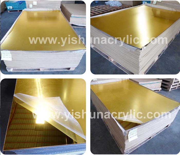 plastic acrylic square gold mirror sheet